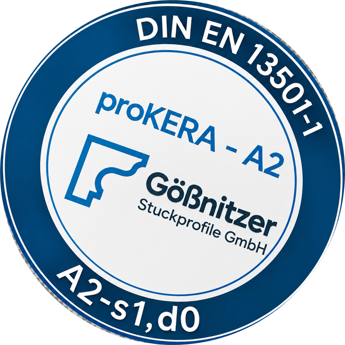 proKERA-A2-Zertifikatssiegel – DIN EN 13501-1, A2-s1, d0